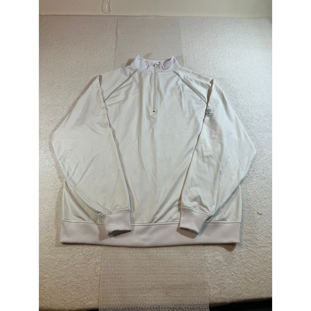 FootJoy Mens Quarter Zip Golf Pullover Off White Performance Sweatshirt Size L